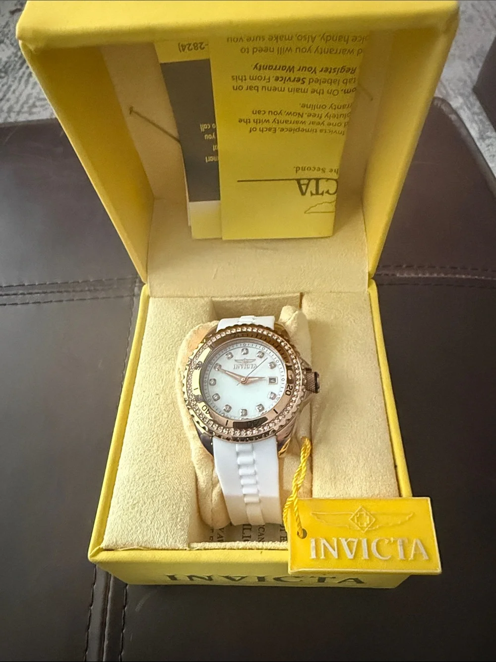 Invicta Women’s White Silicone Strap Watch with Rose Gold Accents